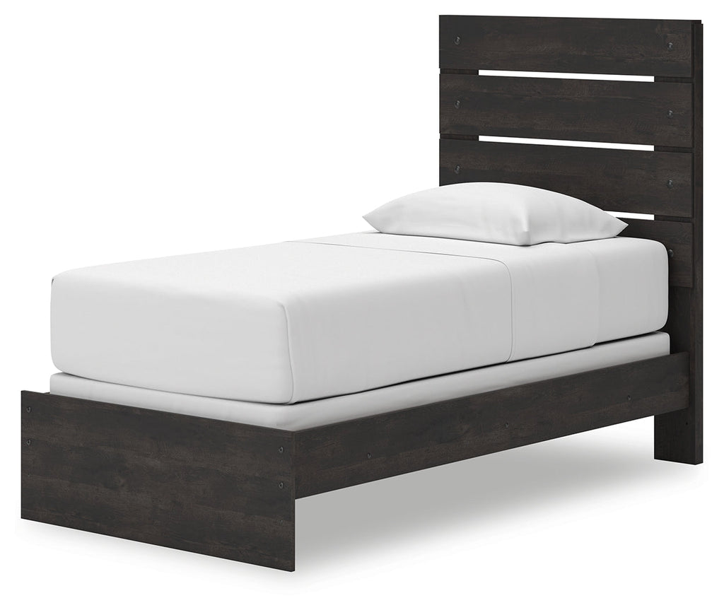 Delmorta Dark Gray Twin Panel Bed