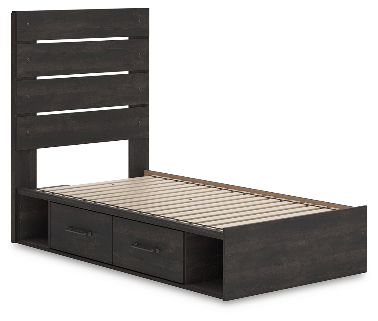 Delmorta Dark Gray Twin Panel Youth Bed w/Storage