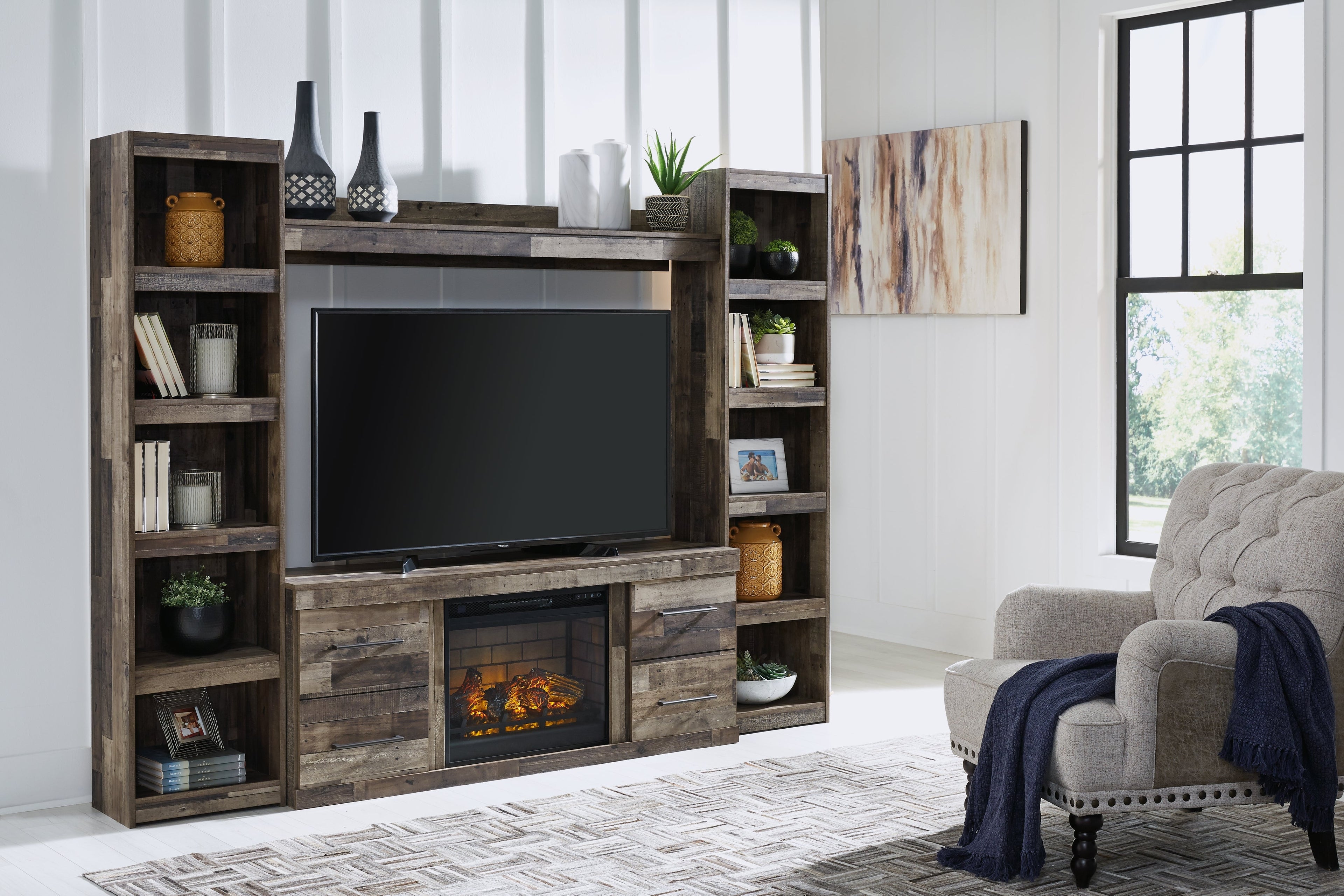 Derekson Multi 4 Pc Entertainment Center, Gray