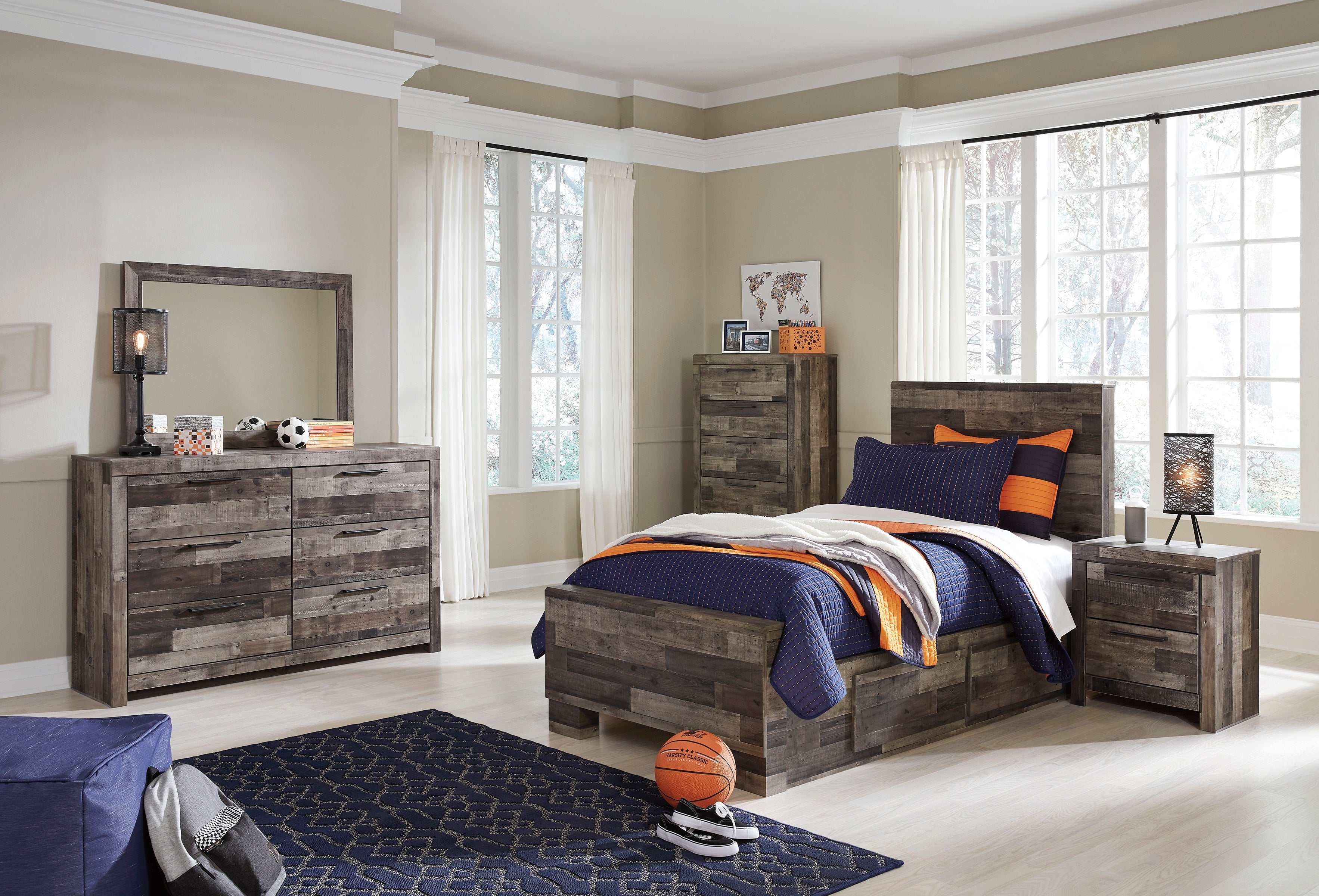Derekson Multi Gray Dresser & Mirror