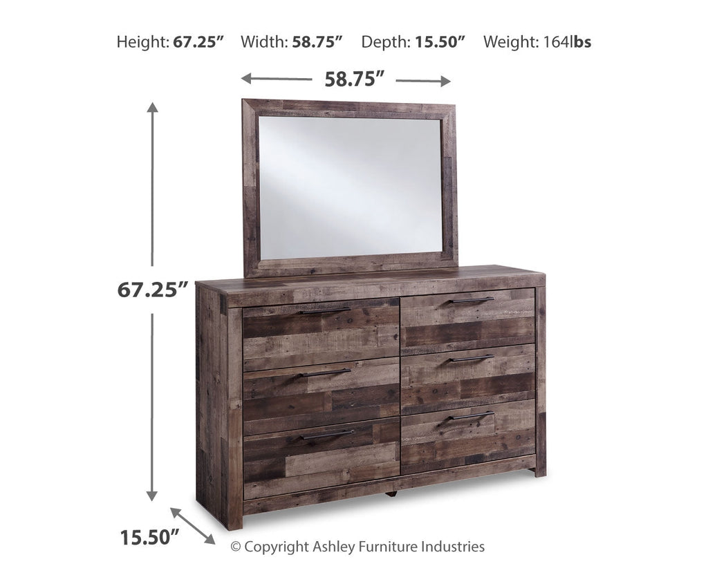 Derekson Multi Gray Full Panel Bed, Dresser and Mirror
