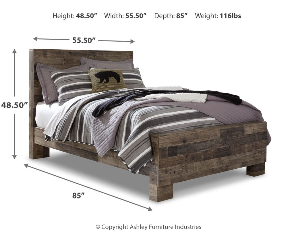 Derekson Multi Gray Full Panel Bed, Dresser and Mirror