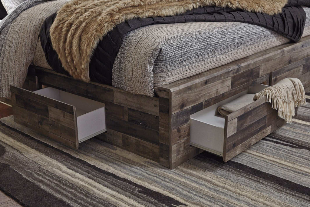 Derekson Multi Gray Full Panel Bed w/ 6 Storage Drawers
