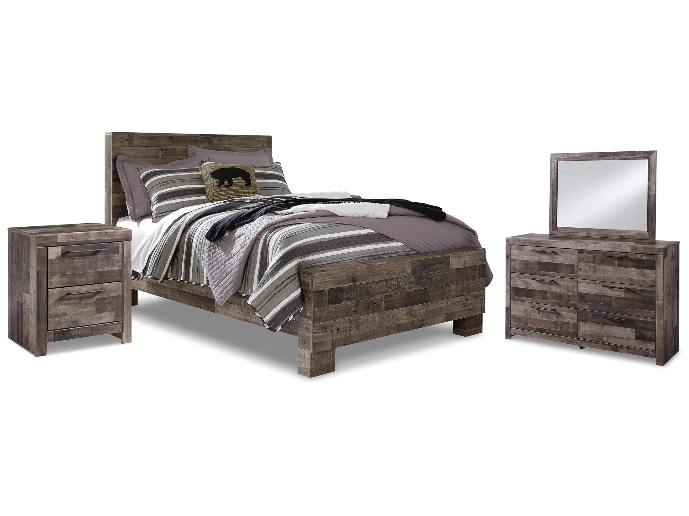 Derekson Multi Full Panel Bedroom Set, Gray