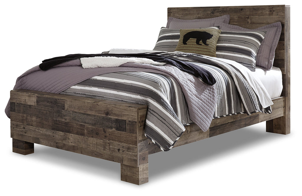 Derekson Multi Gray Full Panel Bedroom Set with Dresser and Chest