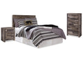 Derekson Multi Gray Full Panel Headboard, Chest and Nightstand