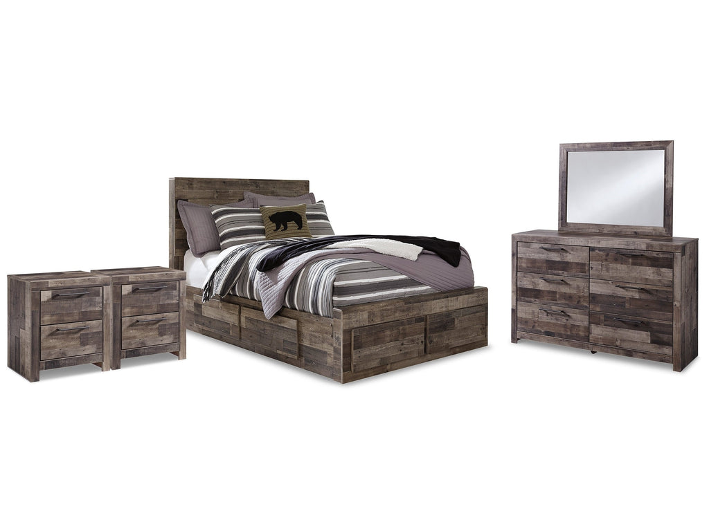 Derekson Multi Full Panel Storage Bedroom Set, Gray