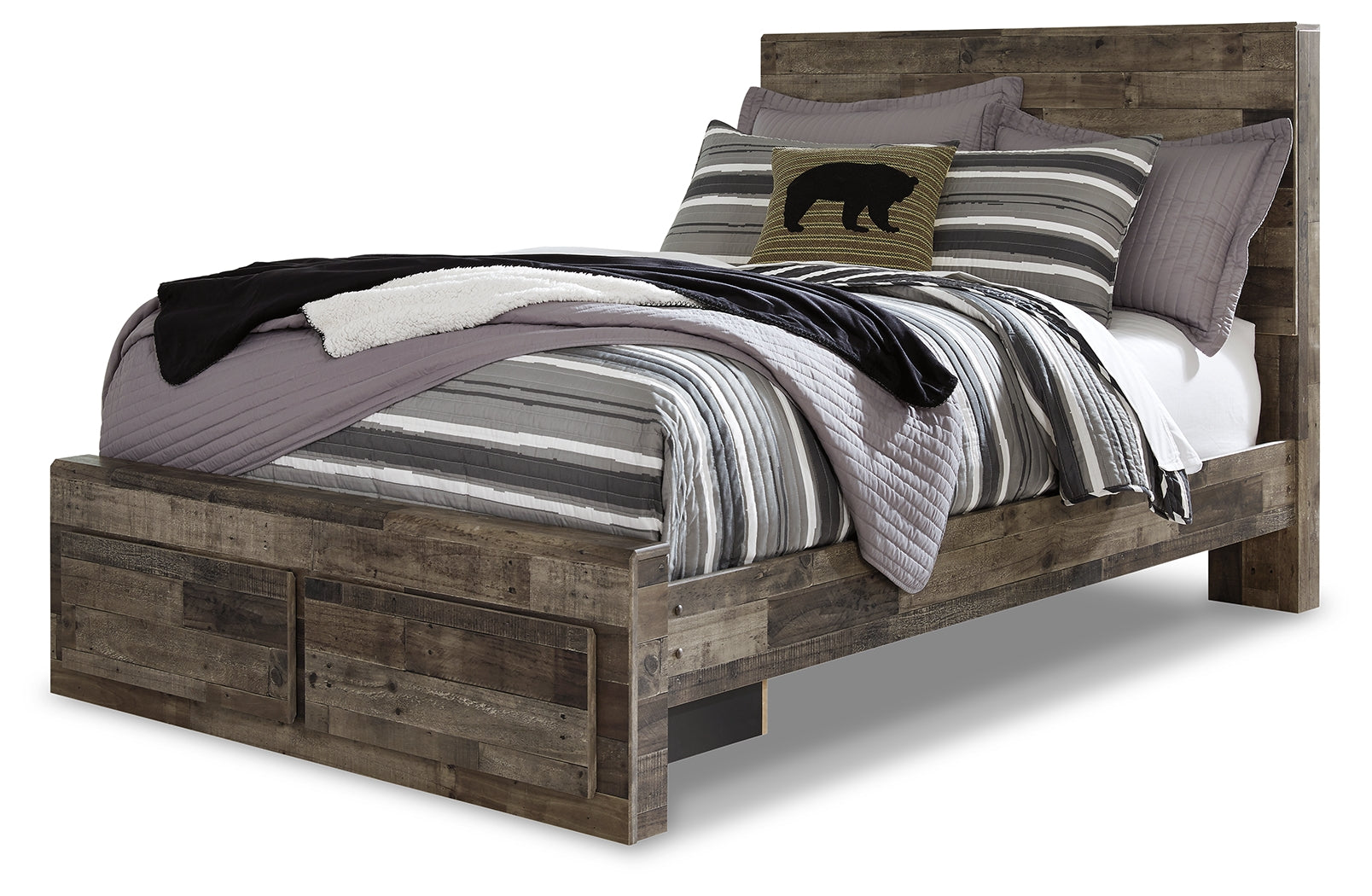 Derekson Multi Full Panel Storage Bedroom Set, Gray