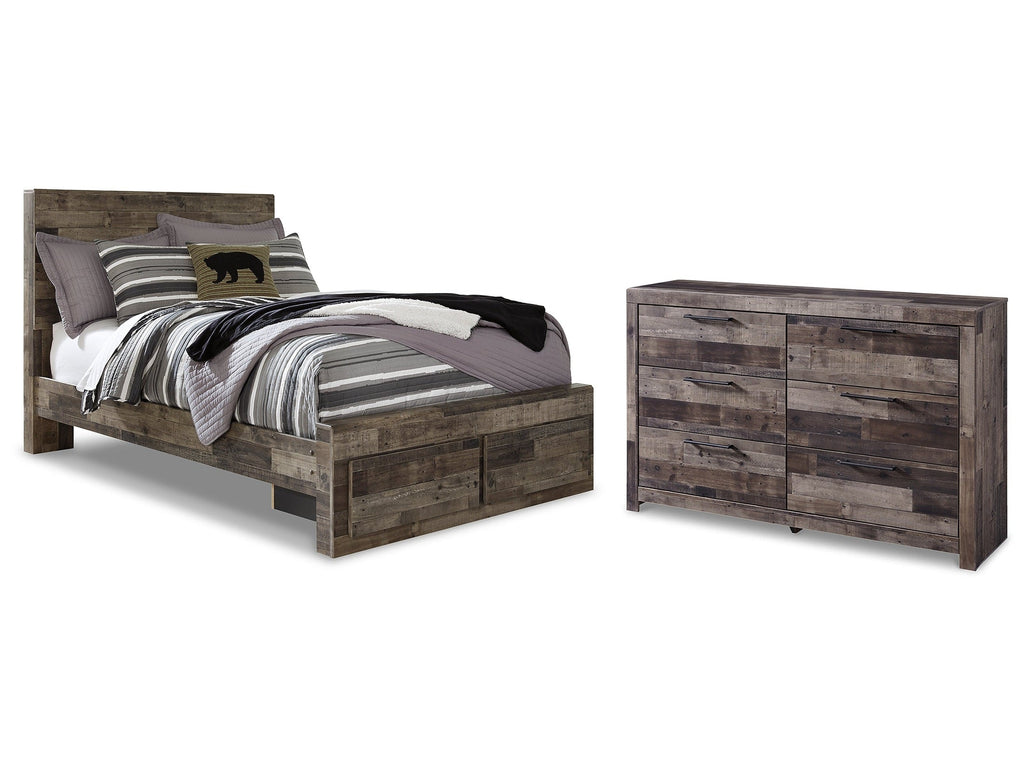 Derekson Multi Gray Full Panel Storage Bedroom Set with Dresser