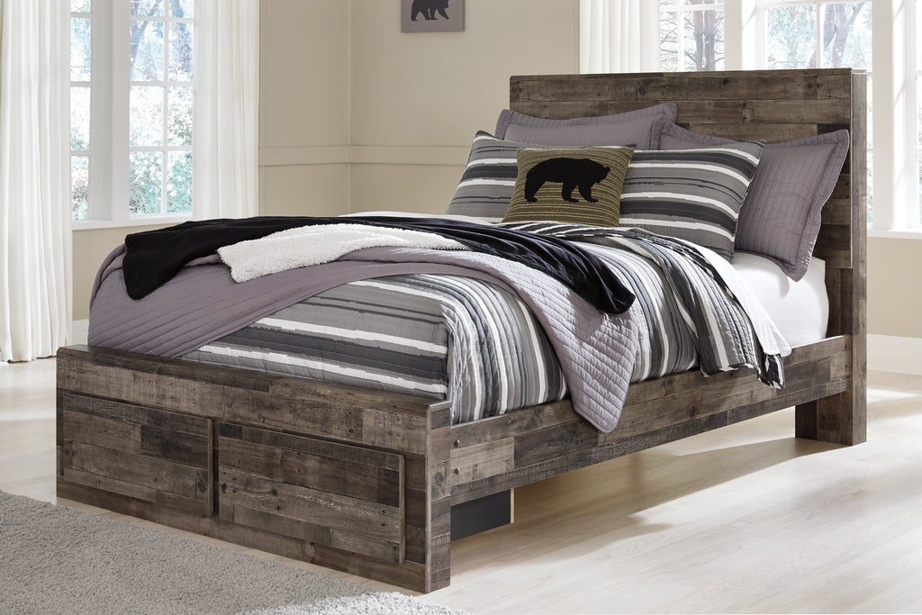 Derekson Multi Gray Full Panel Storage Bedroom Set with Dresser