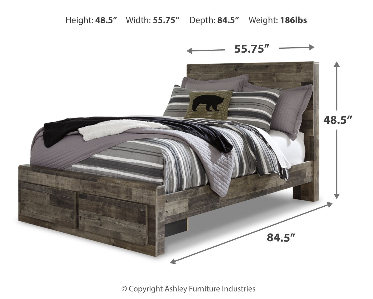 Derekson Multi Gray Full Storage Bed, Dresser and Nightstand