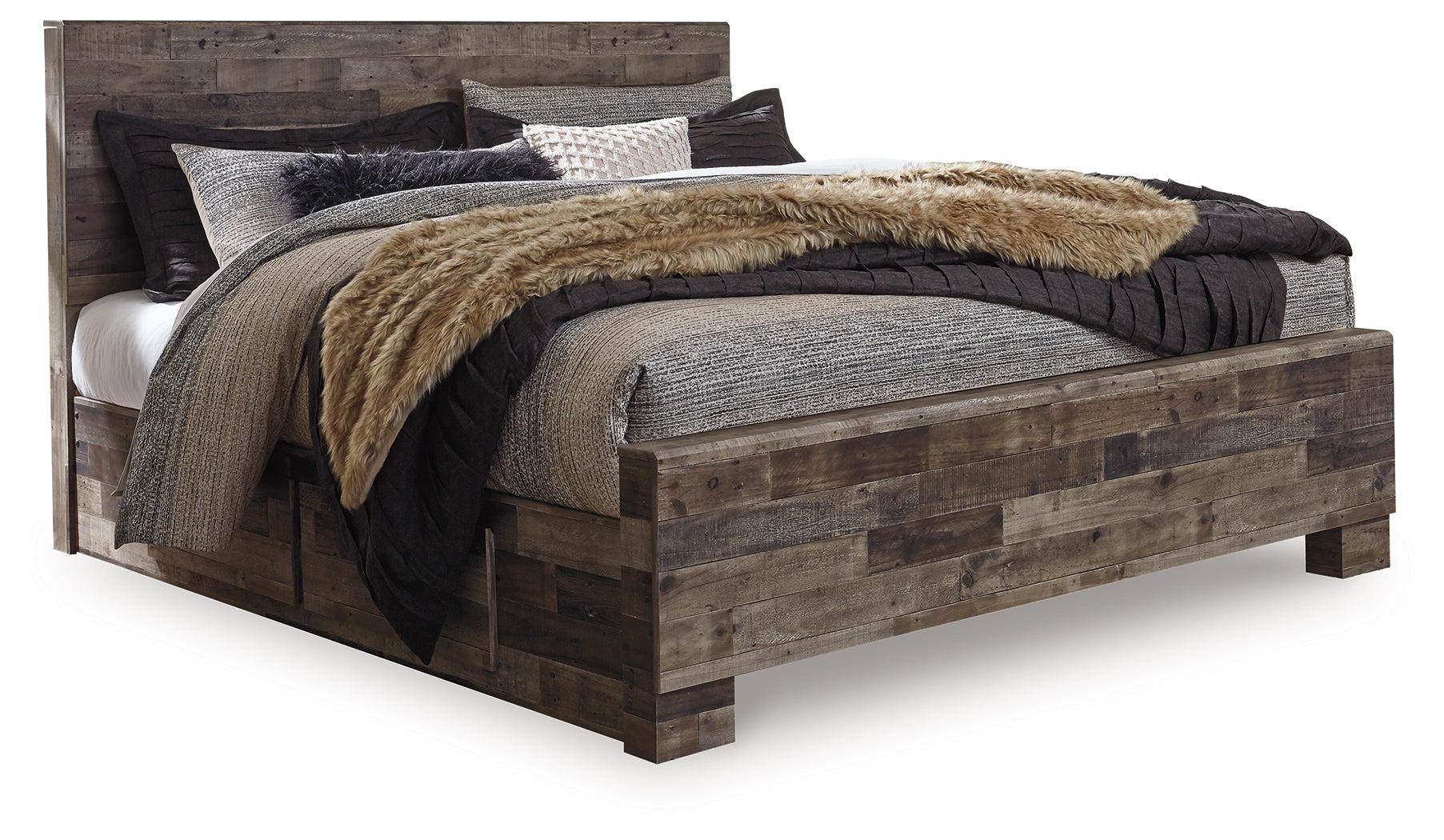 Derekson Multi Gray King Panel Bed with 2 Side Storage
