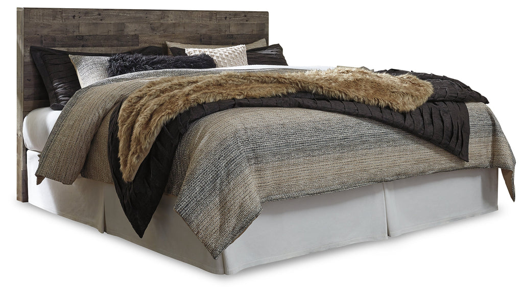 Derekson Multi King Panel Headboard, Dresser, Mirror and Nightstand, Gray