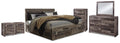 Derekson Multi King Panel Storage Bed, Dresser, Mirror, Chest and 2 Nightstands, Gray