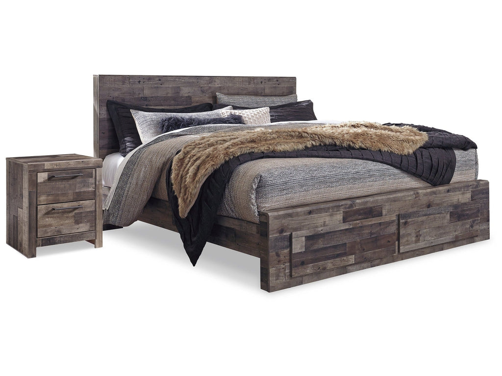 Derekson Multi Gray King Panel Storage Bedroom Set with 2 Nightstands