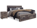 Derekson Multi Gray King Panel Storage Bedroom Set with 2 Nightstands
