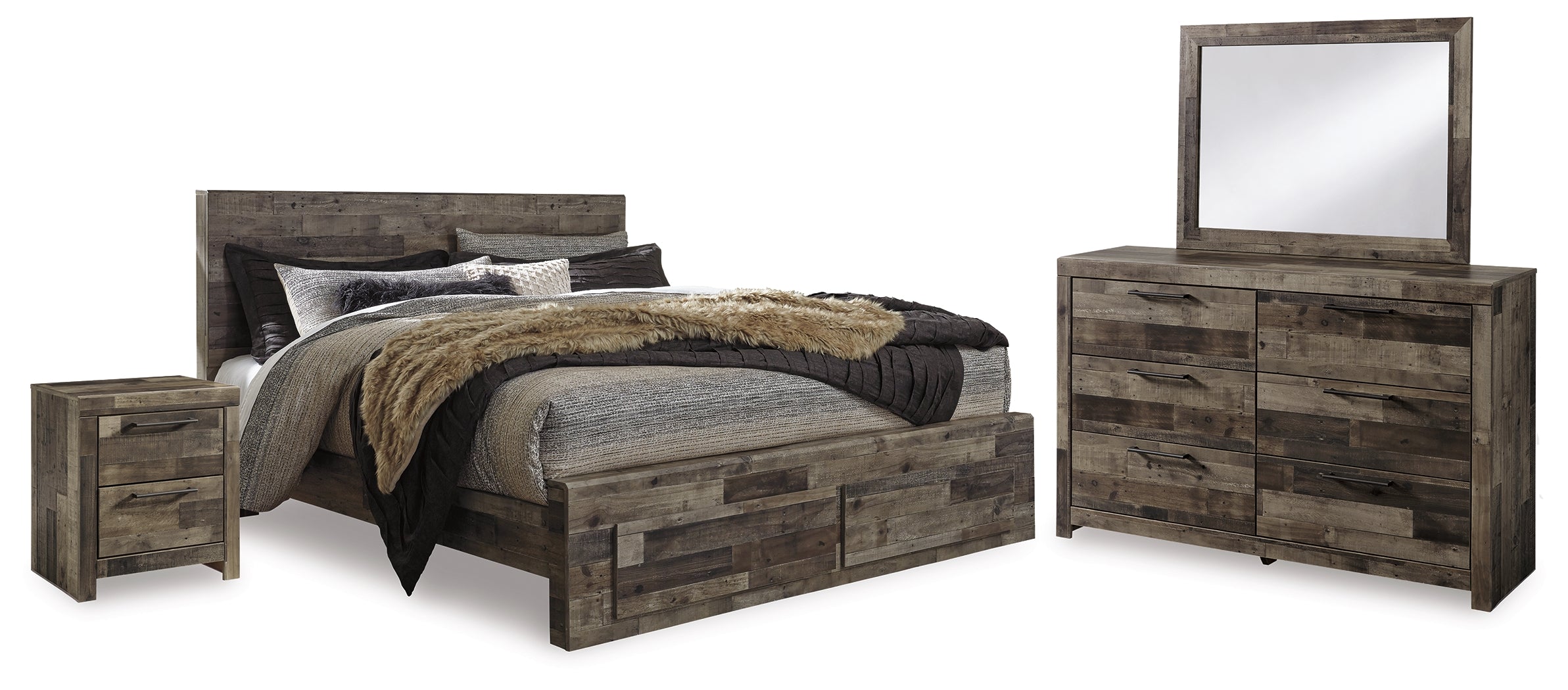 Derekson Multi King Panel Storage Bedroom Set, Gray