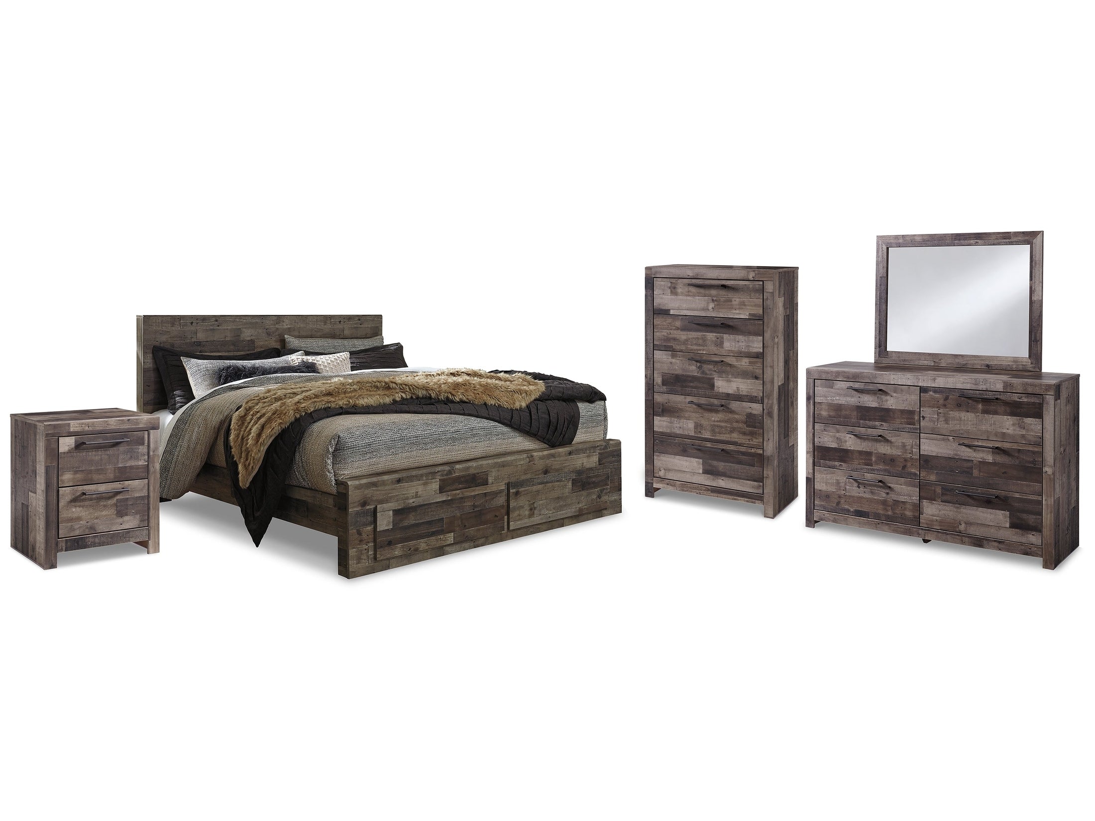 Derekson Multi King Panel Storage Bedroom Set, Gray