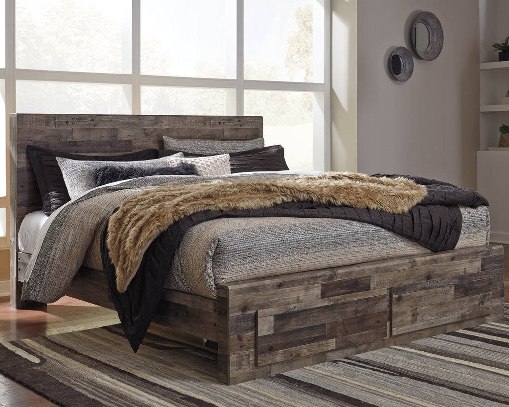Derekson Multi King Panel Storage Bedroom Set, Gray