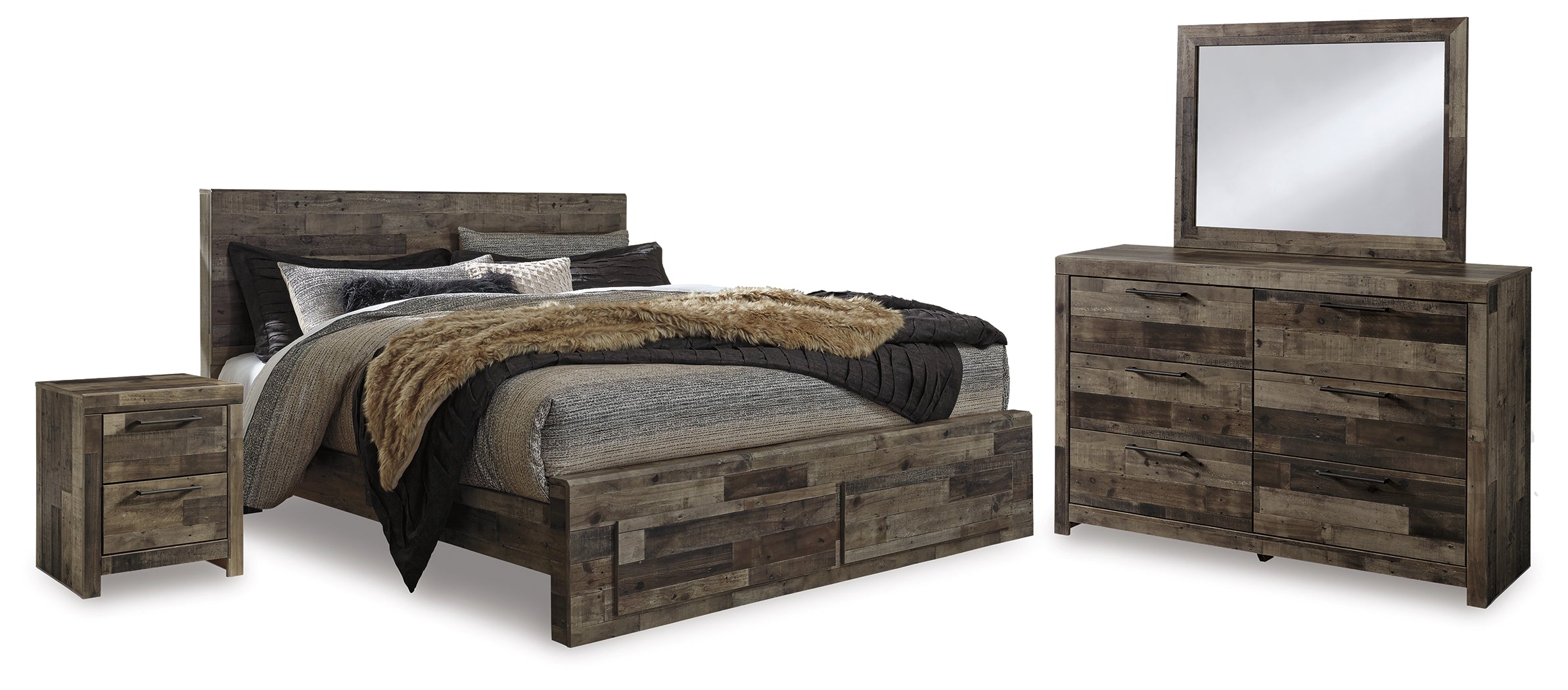 Derekson Multi King Panel Storage Bedroom Set, Gray