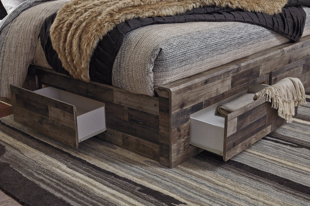 Derekson Multi King Panel Storage Bedroom Set, Gray