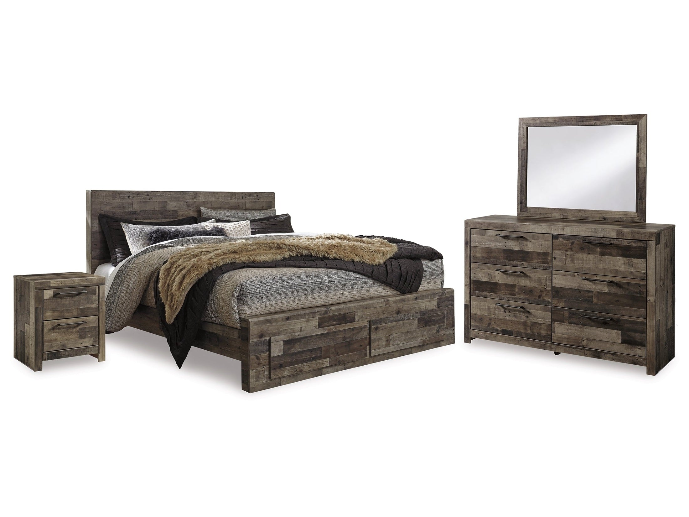 Derekson Multi King Storage Bedroom Set, Gray