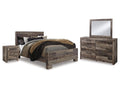 Derekson Multi Gray Queen Bed with Mirrored Dresser and Nightstand