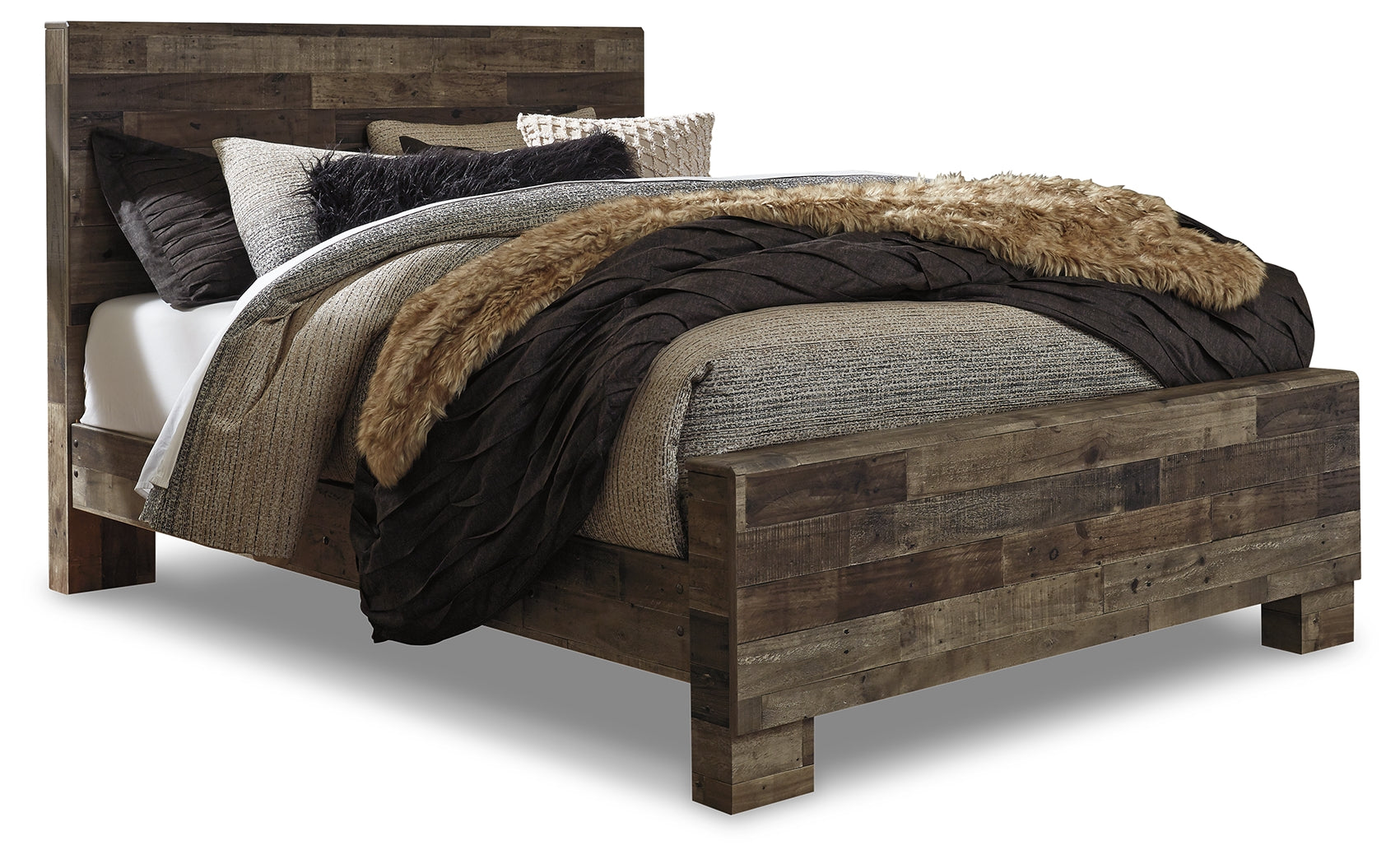 Derekson Multi Gray Queen Panel Bed, Dresser and Mirror