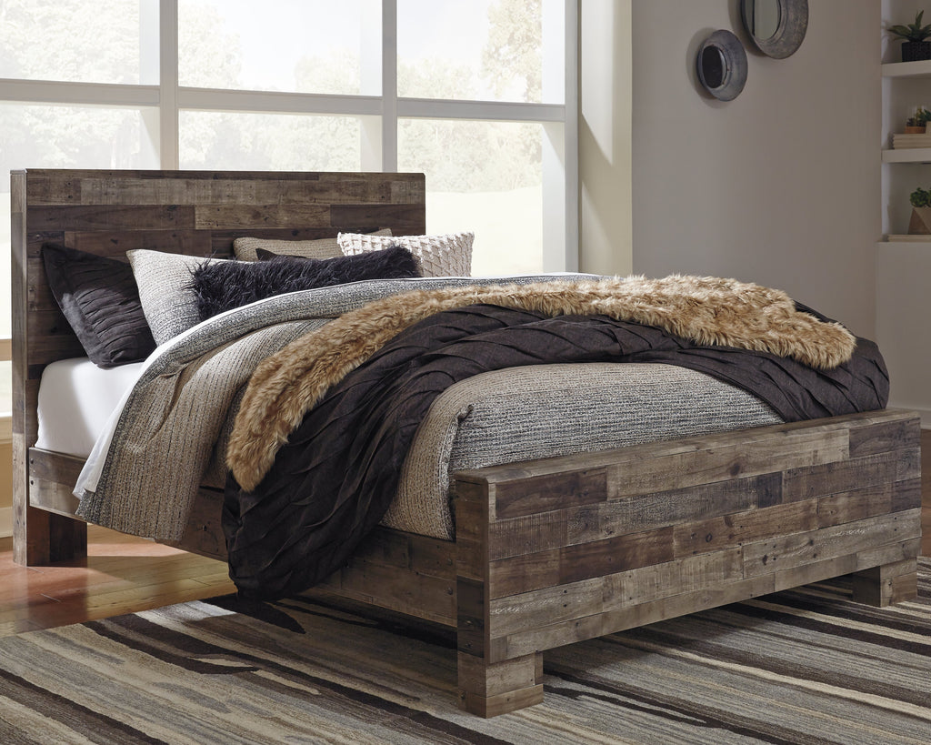 Derekson Multi Gray Queen Panel Bed, Dresser and Mirror