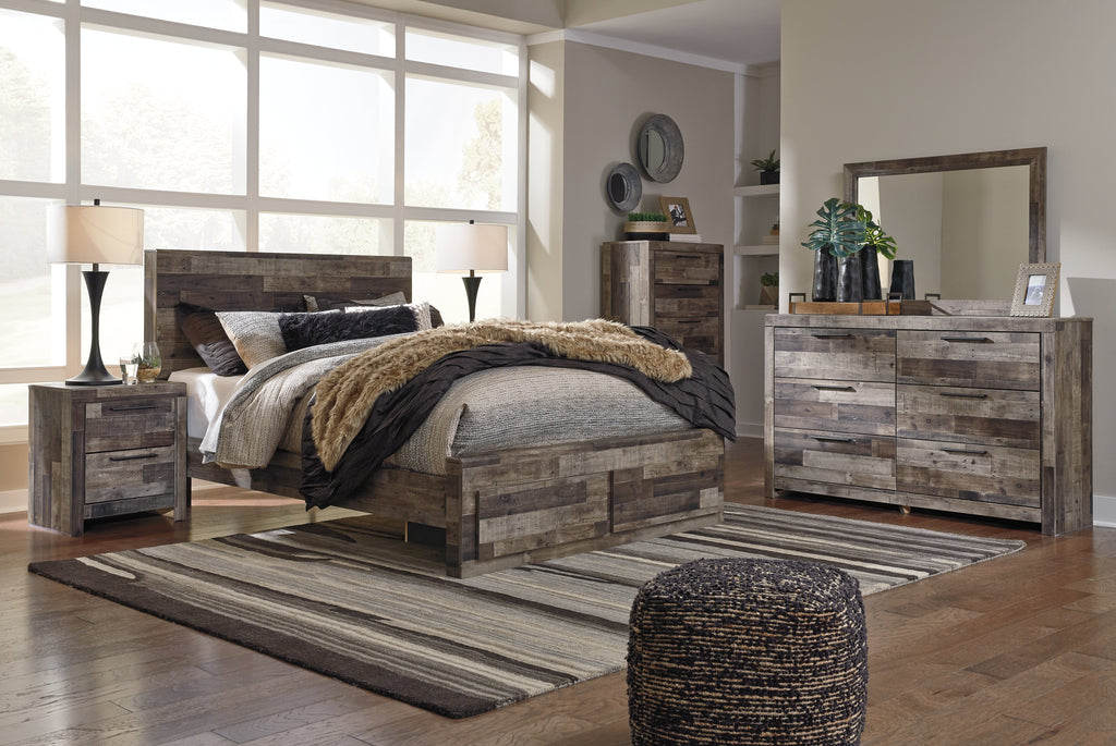 Derekson Multi Gray Queen Panel Bed w/2 Storage Drawers