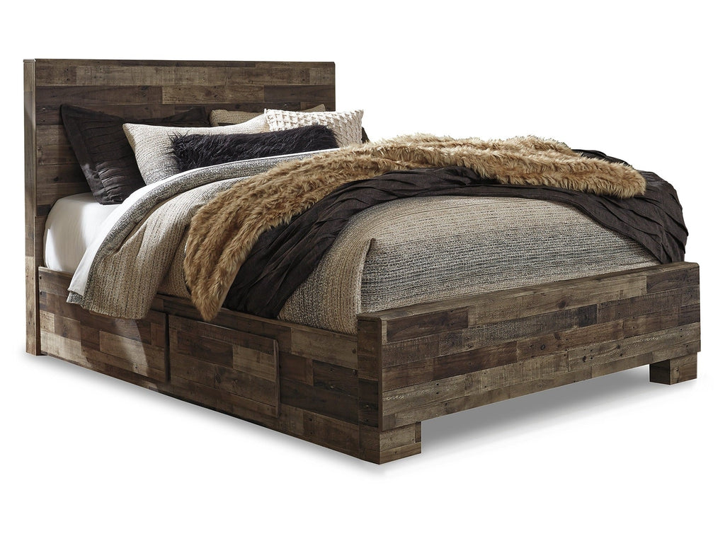 Derekson Multi Gray Queen Panel Bed with 2 Side Storage