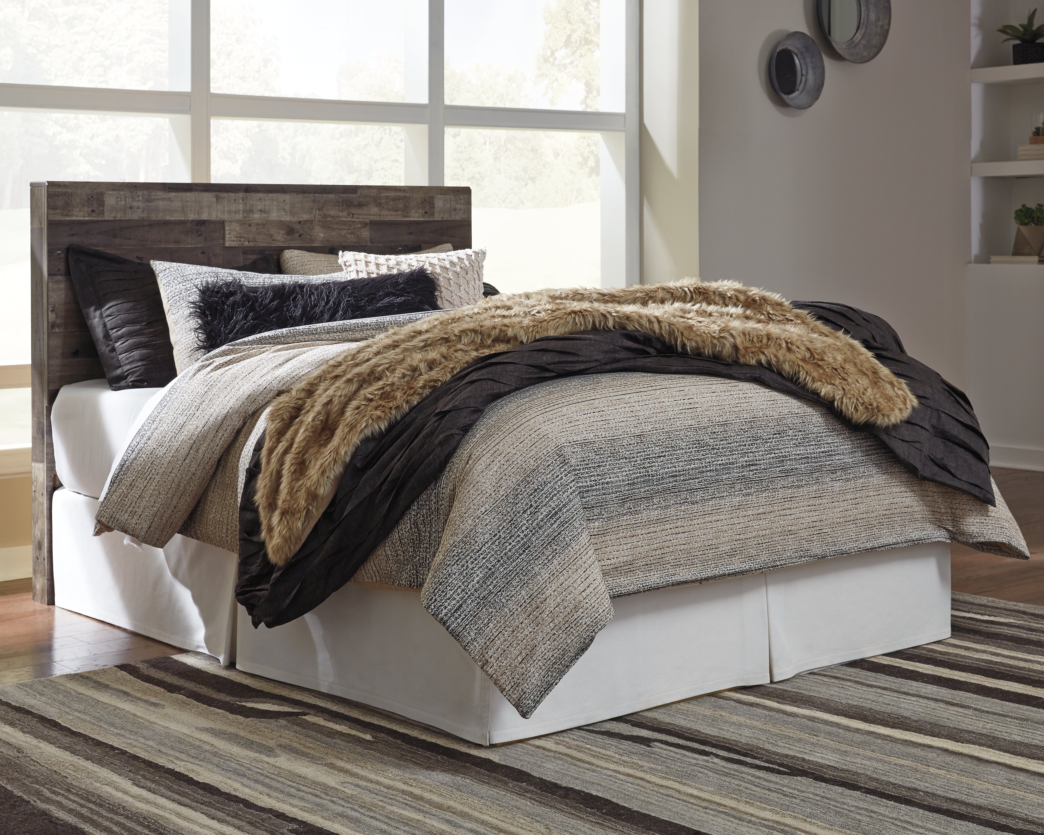 Derekson Multi Queen Panel Headboard, Dresser, Chest and Nightstand, Gray