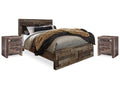 Derekson Multi Gray Queen Panel Storage Bedroom Set with 2 Nightstands