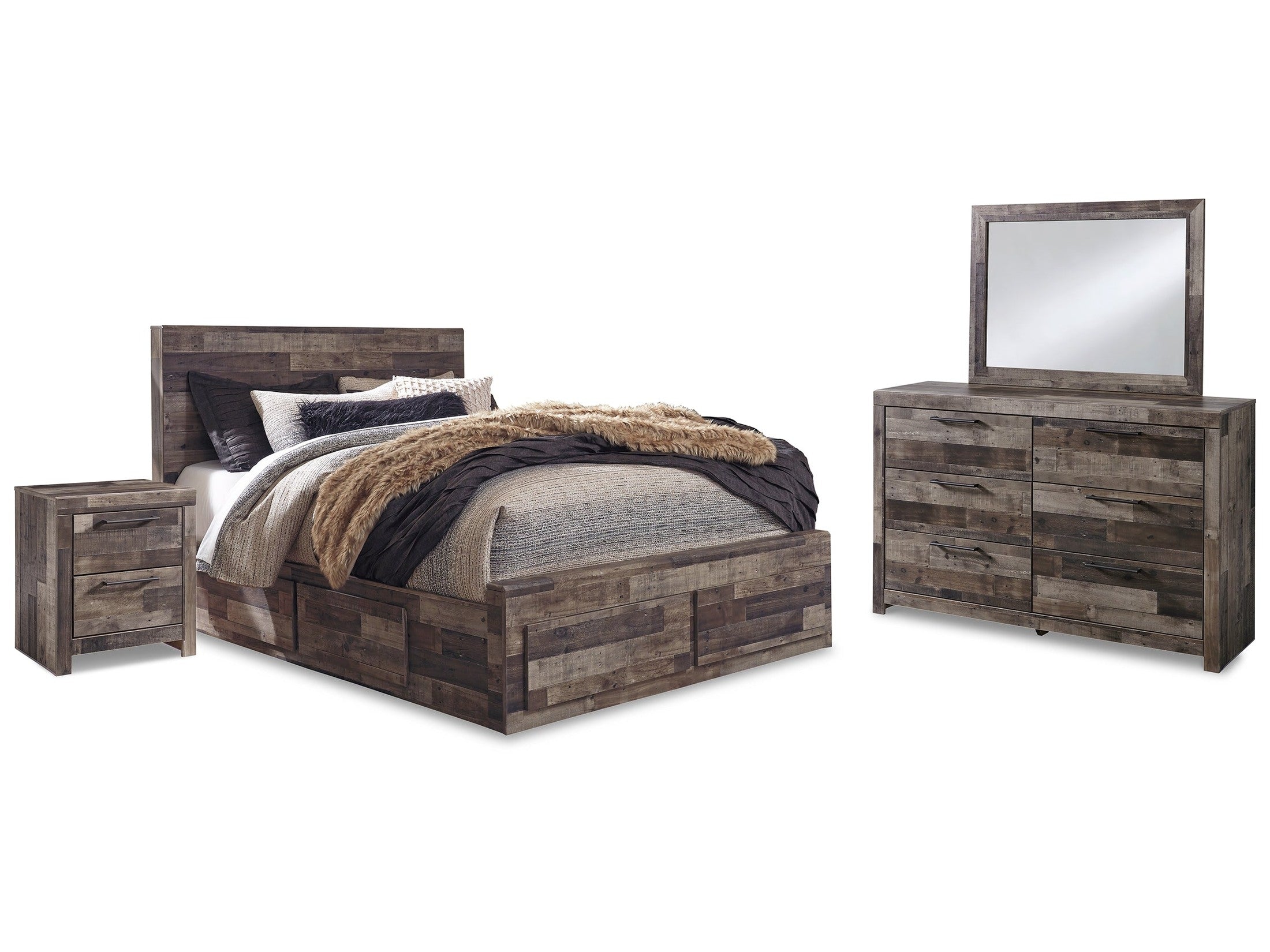 Derekson Multi Queen Panel Storage Bedroom Set, Gray
