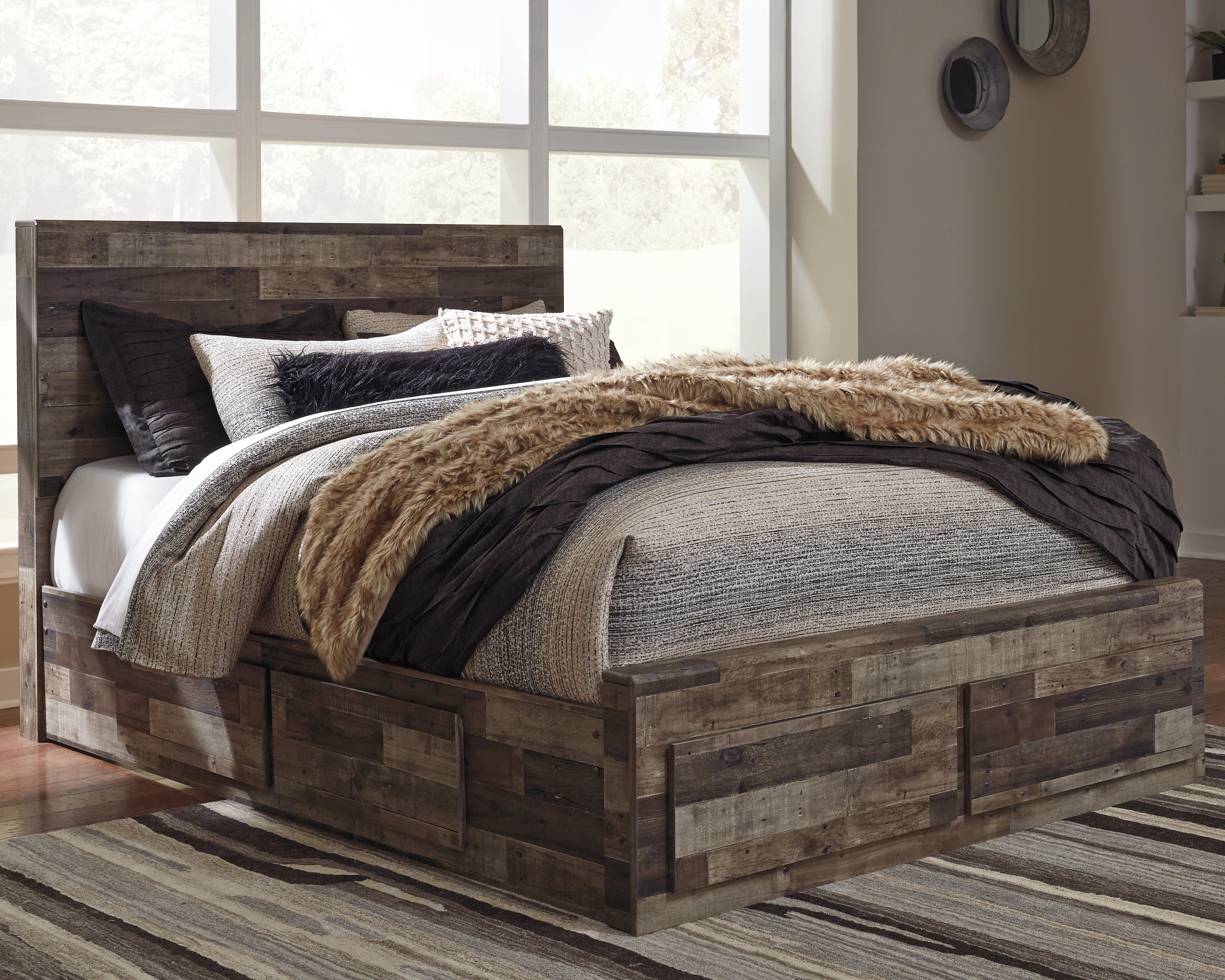 Derekson Multi Queen Panel Storage Bedroom Set, Gray
