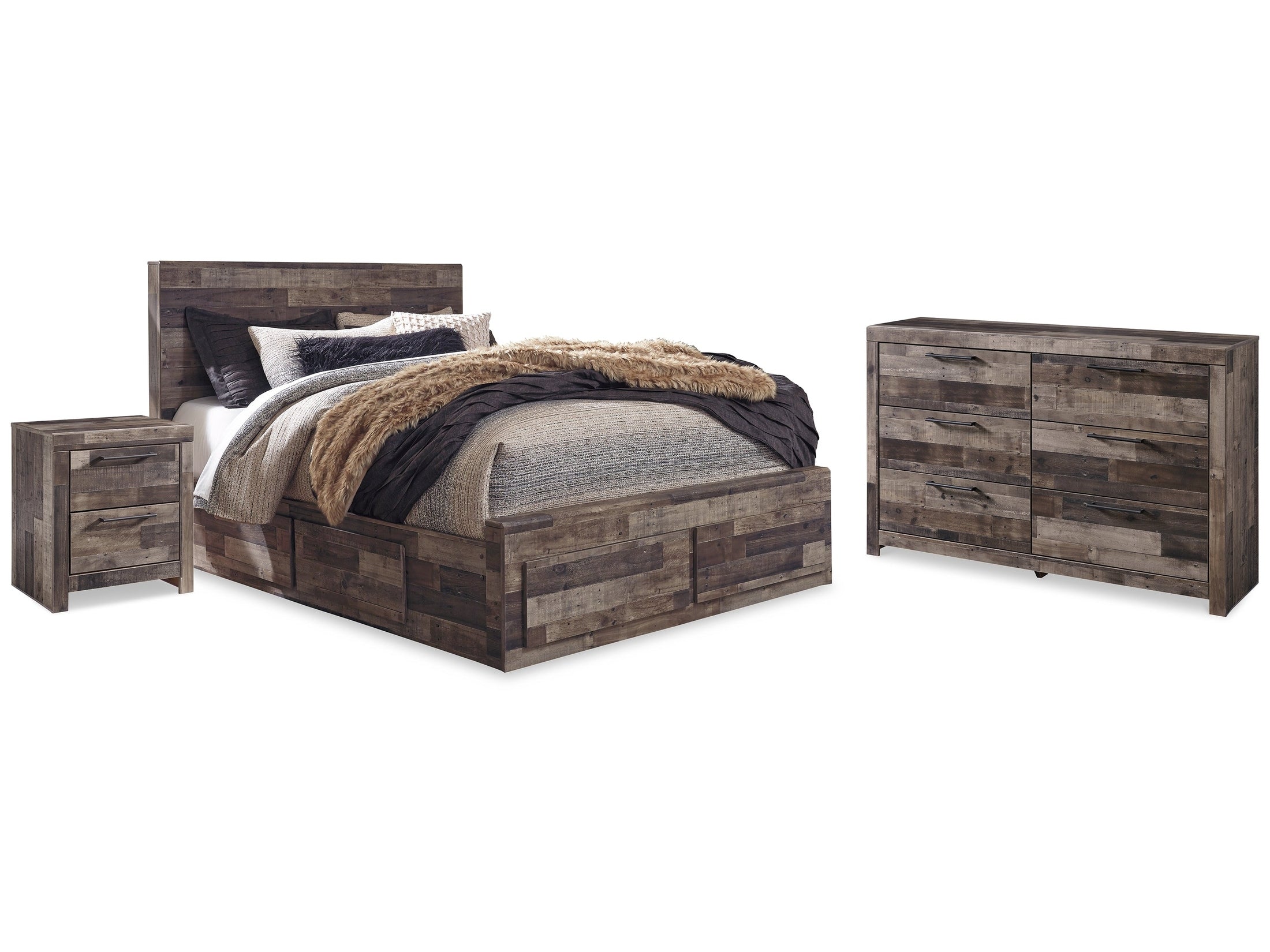 Derekson Multi Queen Panel Storage Bedroom Set, Gray