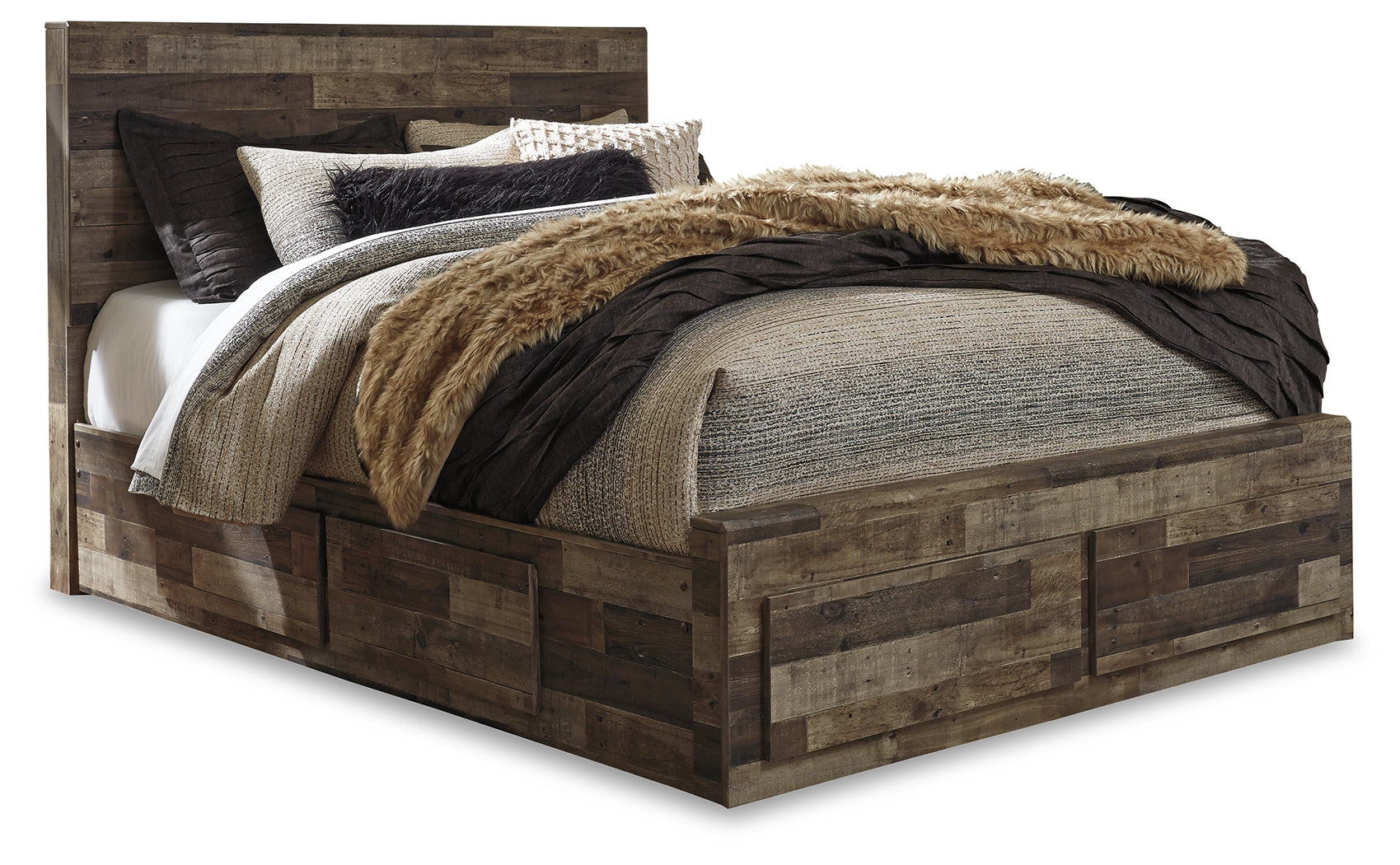 Derekson Multi Queen Panel Storage Bedroom Set, Gray