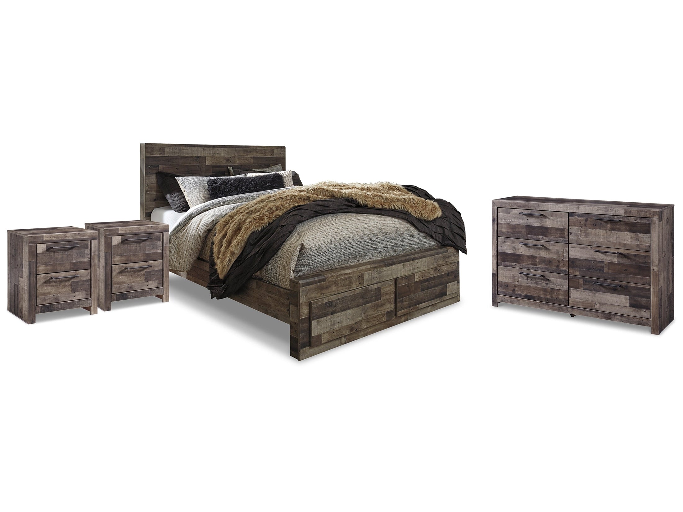 Derekson Multi Queen Panel Storage Bedroom Set, Gray