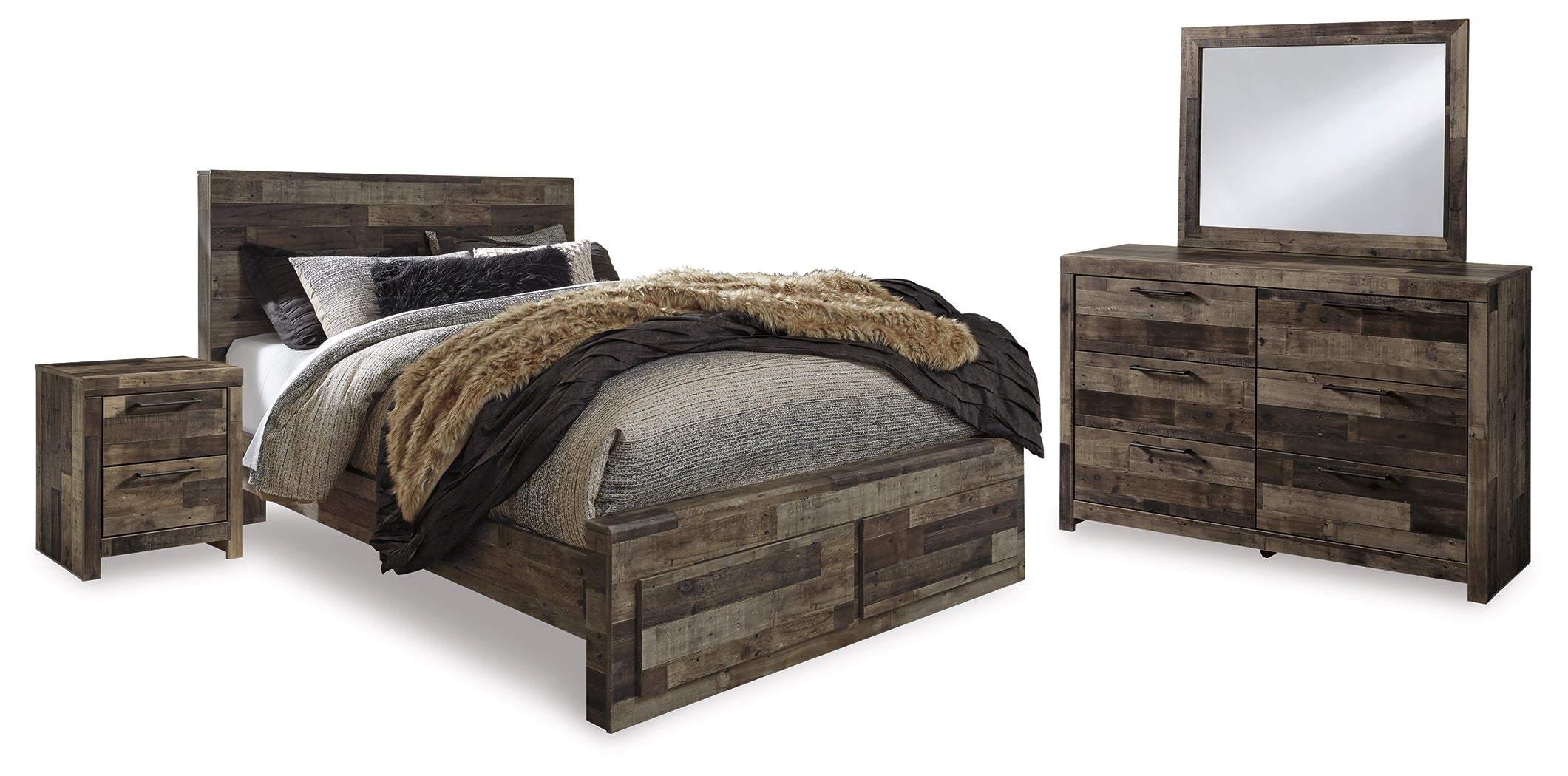Derekson Multi Queen Panel Storage Bedroom Set, Gray