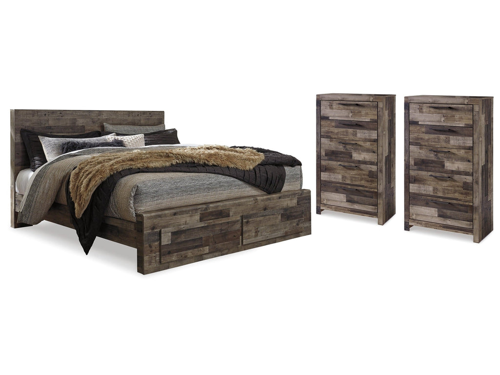 Derekson Multi Gray Queen Storage Bedroom Set with 2 Chests