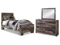 Derekson Multi Gray Twin Panel Bed, Dresser and Mirror