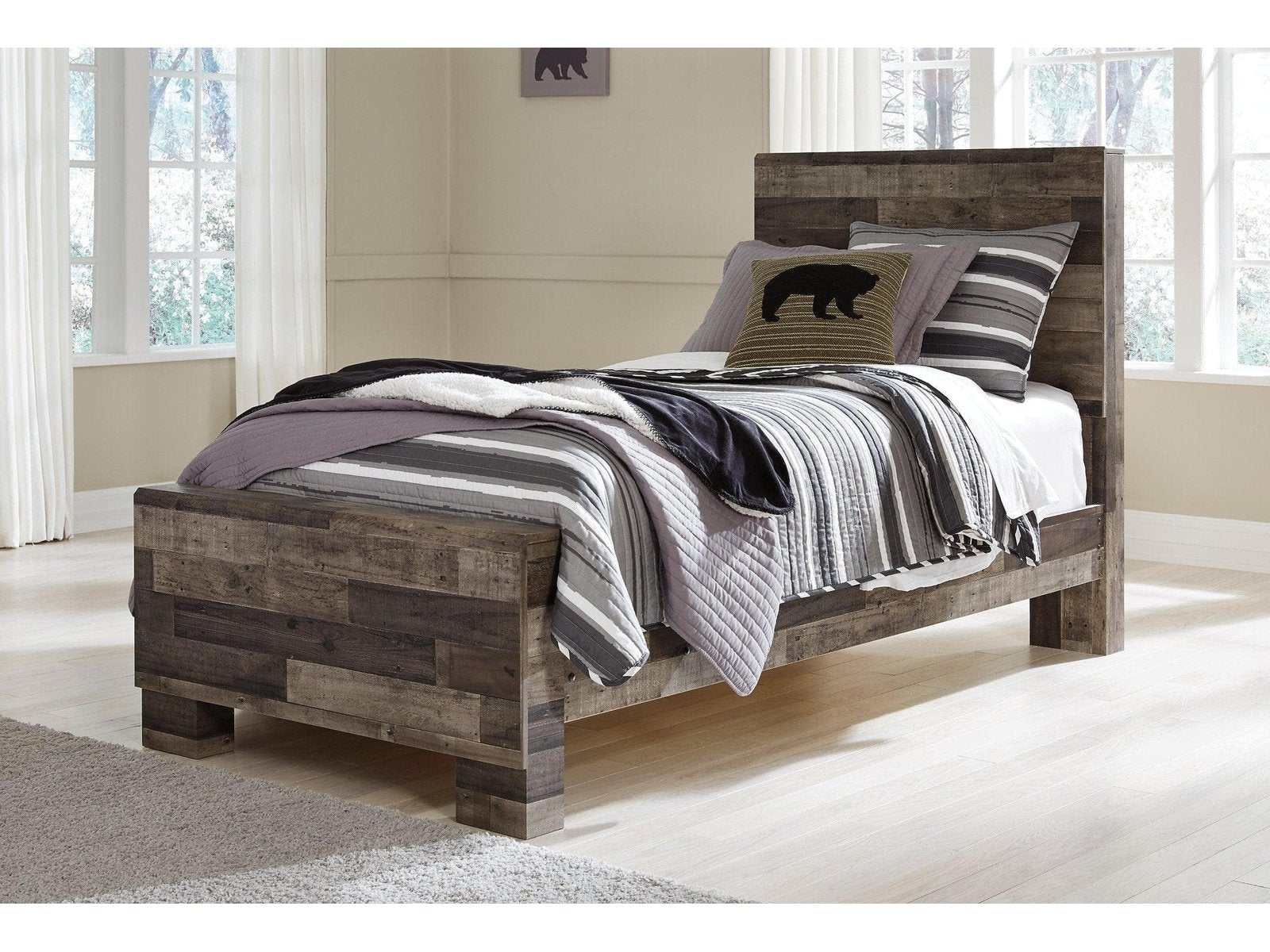 Derekson Multi Gray Twin Panel Bed
