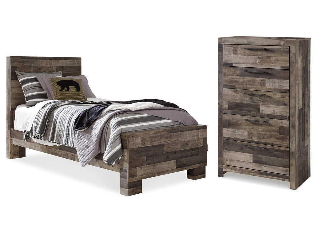 Derekson Multi Gray Twin Panel Bedroom Set with Chest