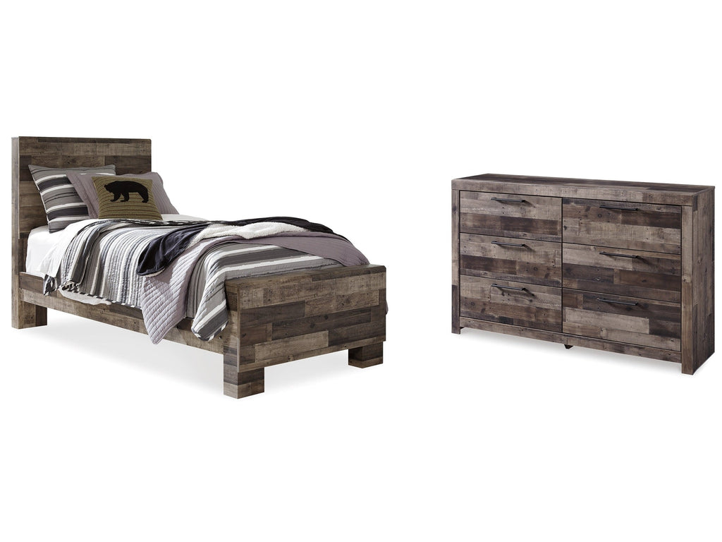 Derekson Multi Gray Twin Panel Bedroom Set with Dresser