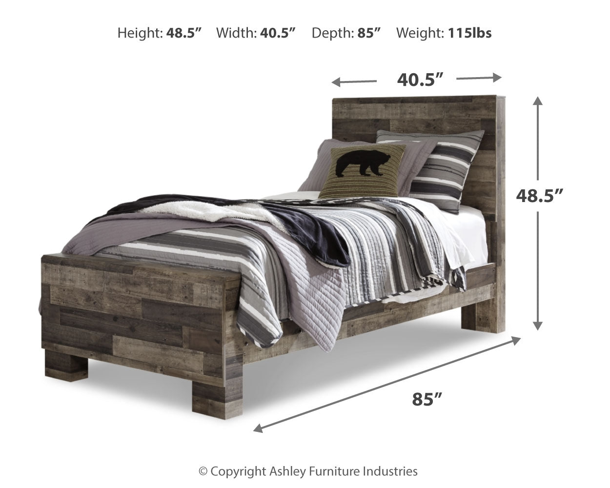Derekson Multi Gray Twin Panel Bedroom Set with Dresser