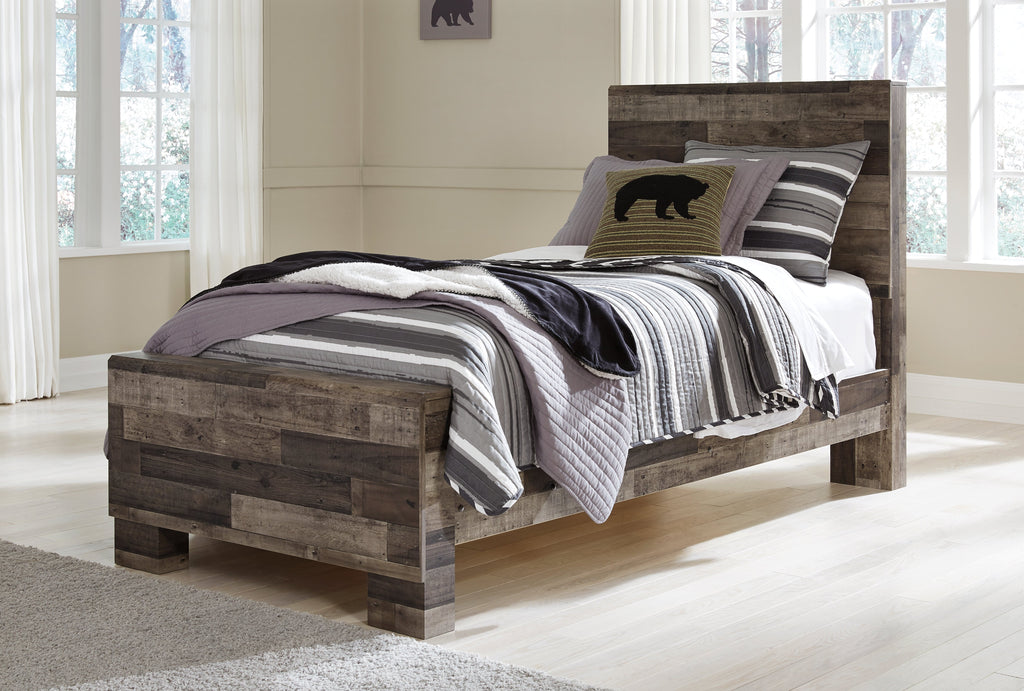 Derekson Multi Gray Twin Panel Bedroom Set with Dresser and Nightstand