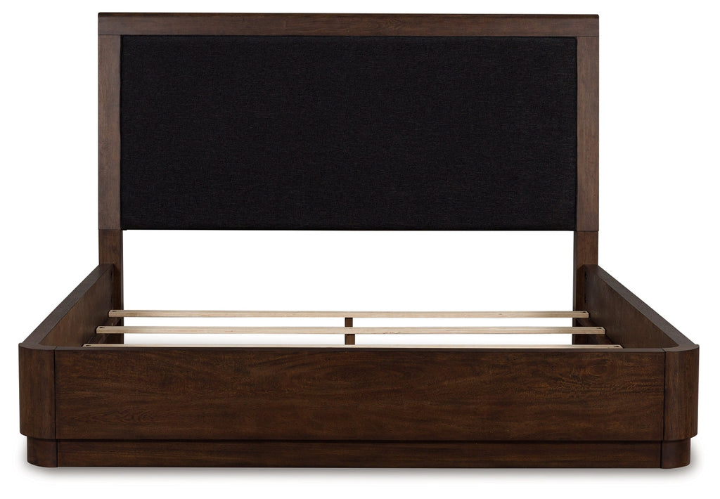 Dilenno Dark Brown California King Upholstered Panel Bed