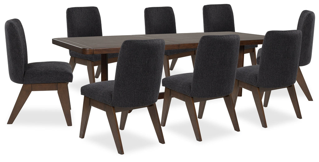 Dilenno Dark Brown Extension Dining Table and 8 Chairs