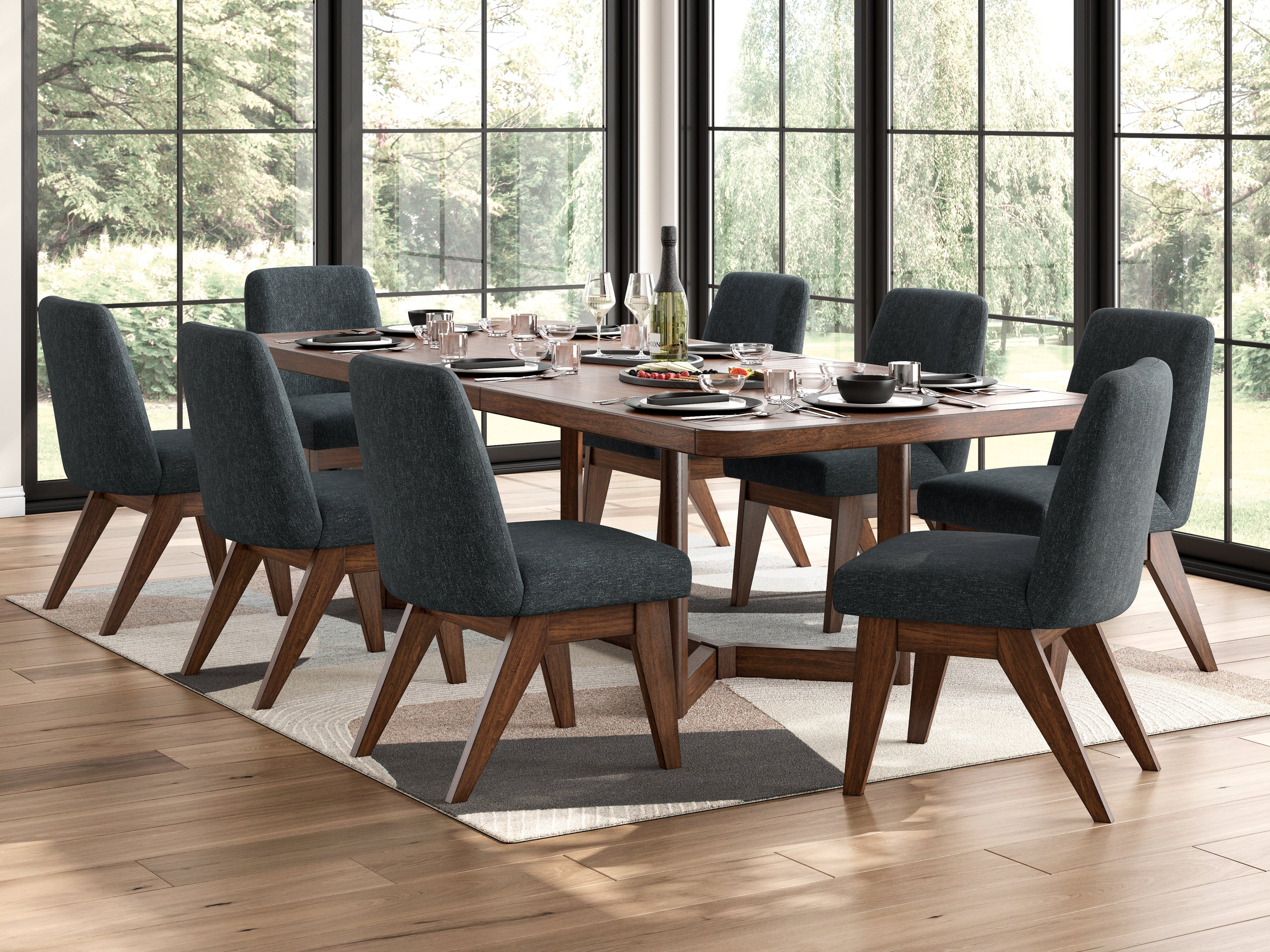 Dilenno Dark Brown Extension Dining Table and 8 Chairs