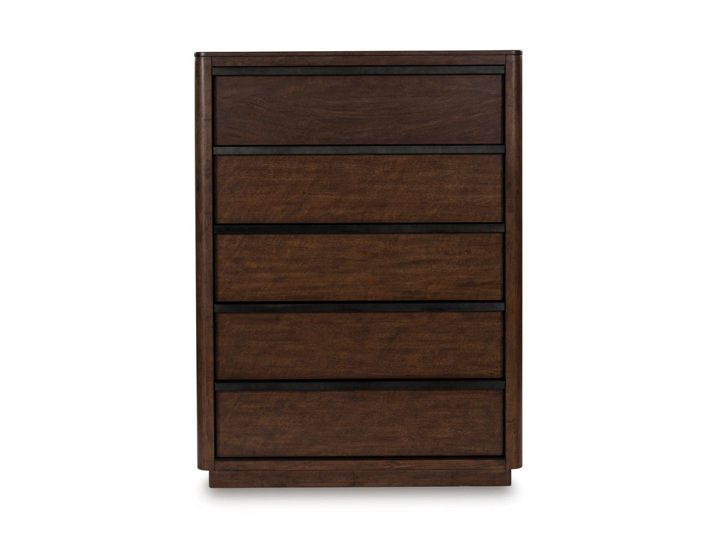 Dilenno Dark Brown Five Drawer Chest
